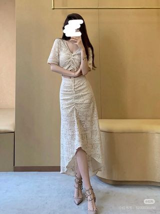 Abito pizzo crochet MAJE beige