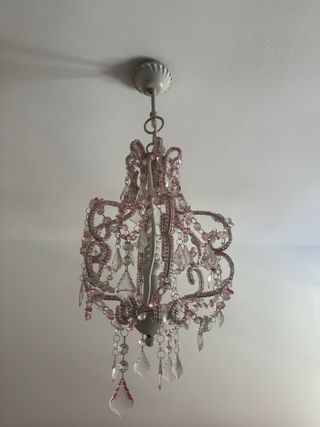 Lampara techo cristal rosa