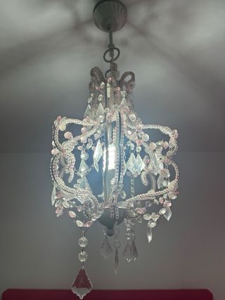 Lampara techo cristal rosa
