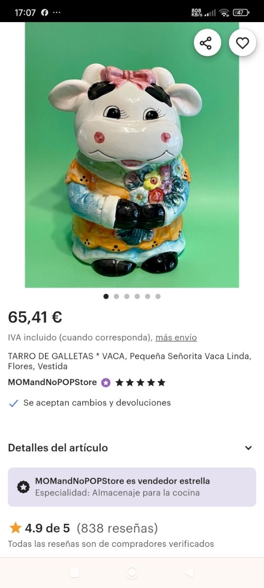 Barattolo per biscotti mucca vintage