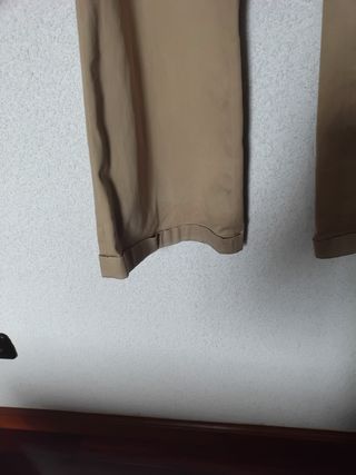 Pantalones campana beige mujer