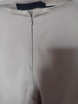 Pantalones campana beige mujer