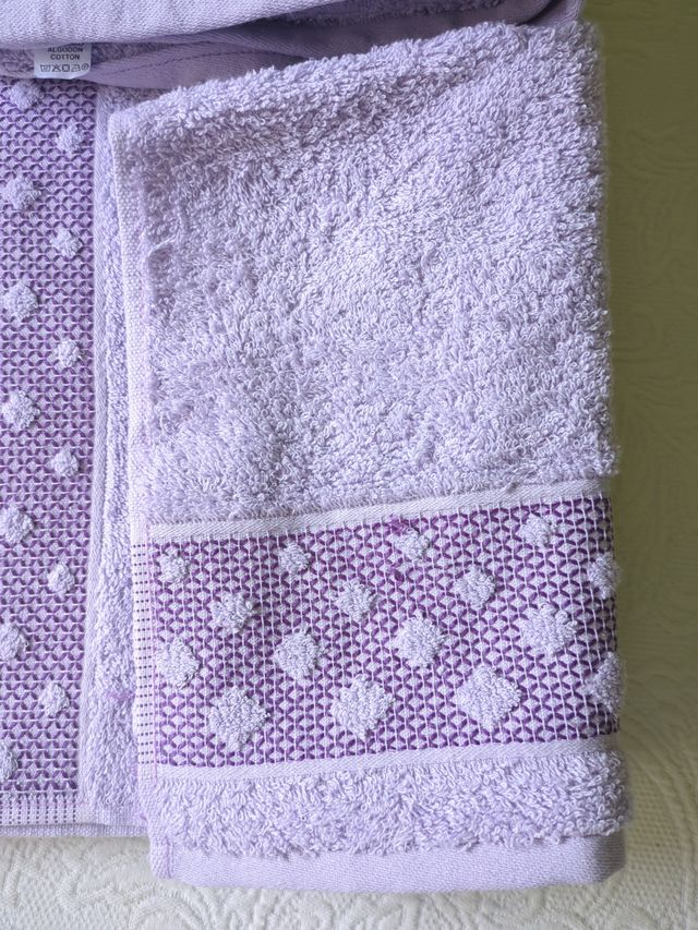 Juego 3 toallas algodón morado