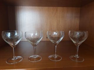 Calici Vetro Inciso Vintage