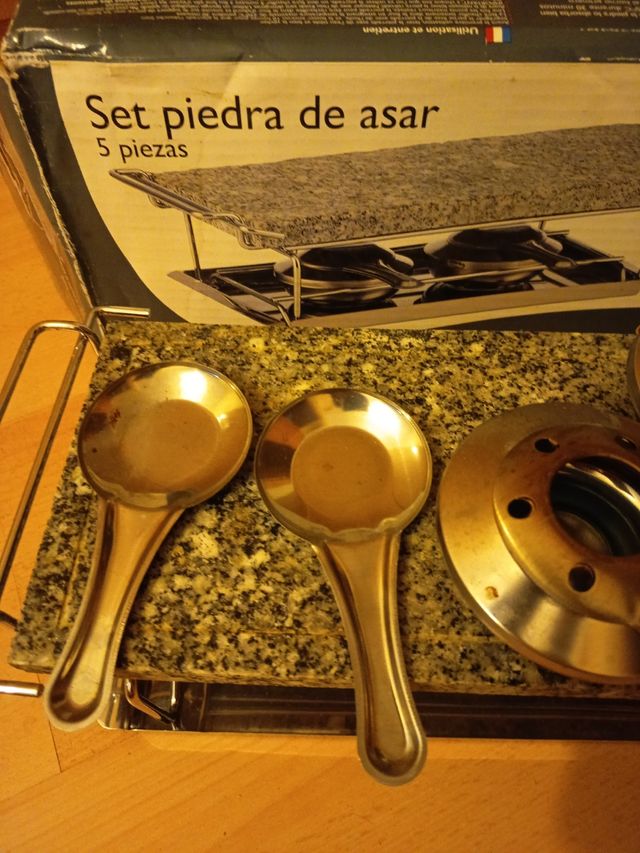 Piedra asar de mármol. Con dos quemadores. salud