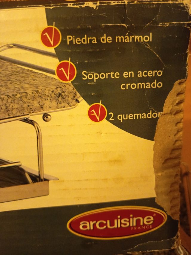 Piedra asar de mármol. Con dos quemadores. salud