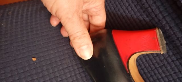 Scarpe Pelle Vintage Blu Rosso