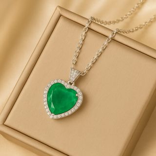 Collar Corazón de Esmeralda Nano en Plata 925 – 