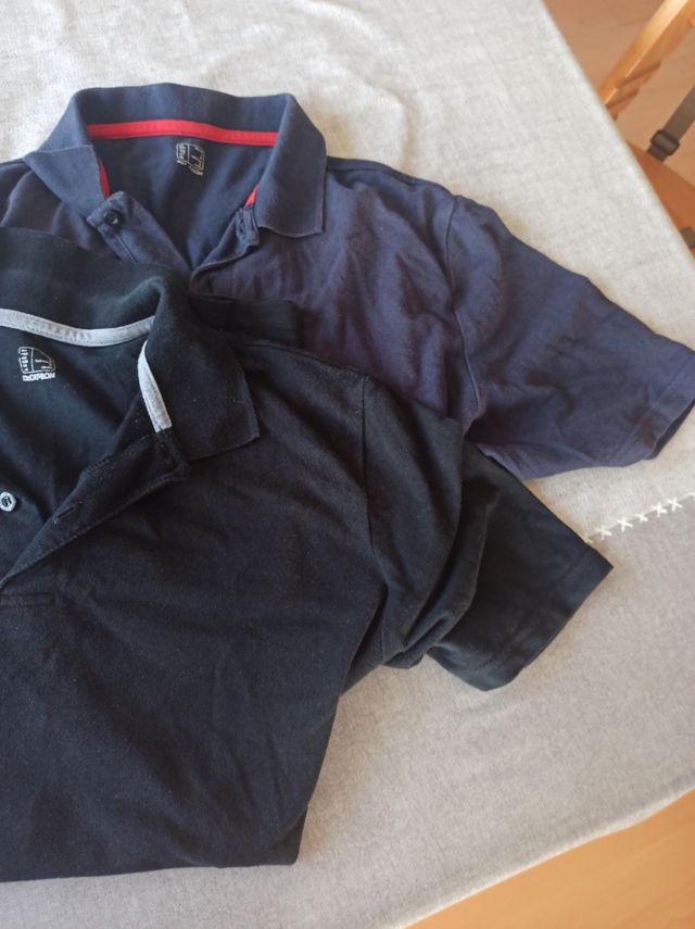 Polo manga corta talla L - Negro & Azul. Decathlon