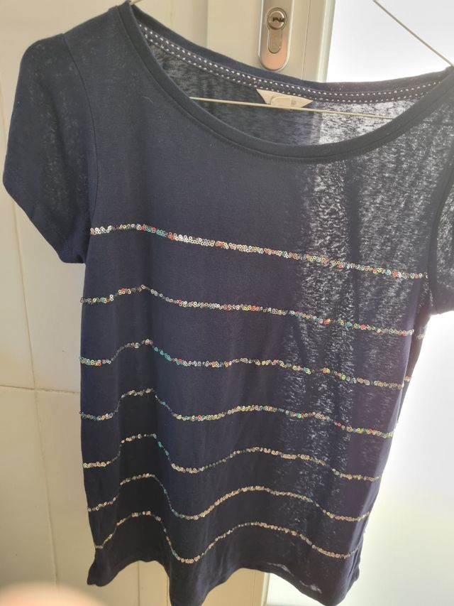 Camiseta Springfield azul marino c/lentejuelas