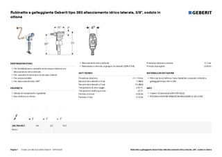 Válvula de flotador Geberit 240.784.00.5 cisterna