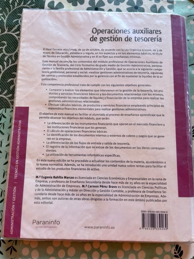 Operaciones auxiliares de gestión de tesorería ...