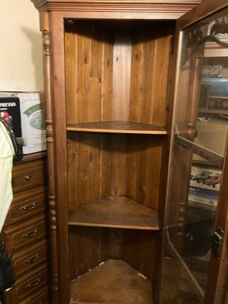 Vitrina rinconera madera - marrón