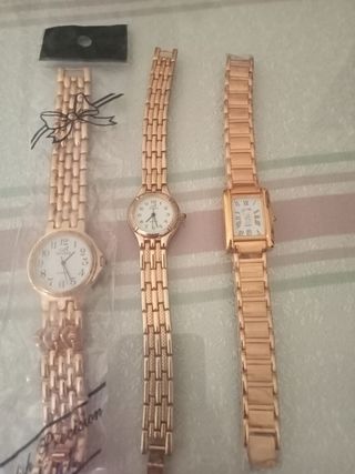 3 Relojes dorados mujer