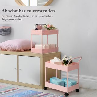 Carrito baño con 3 estantes - separadores Rosa.