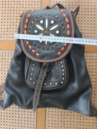 Mochila piel marrón-verde España