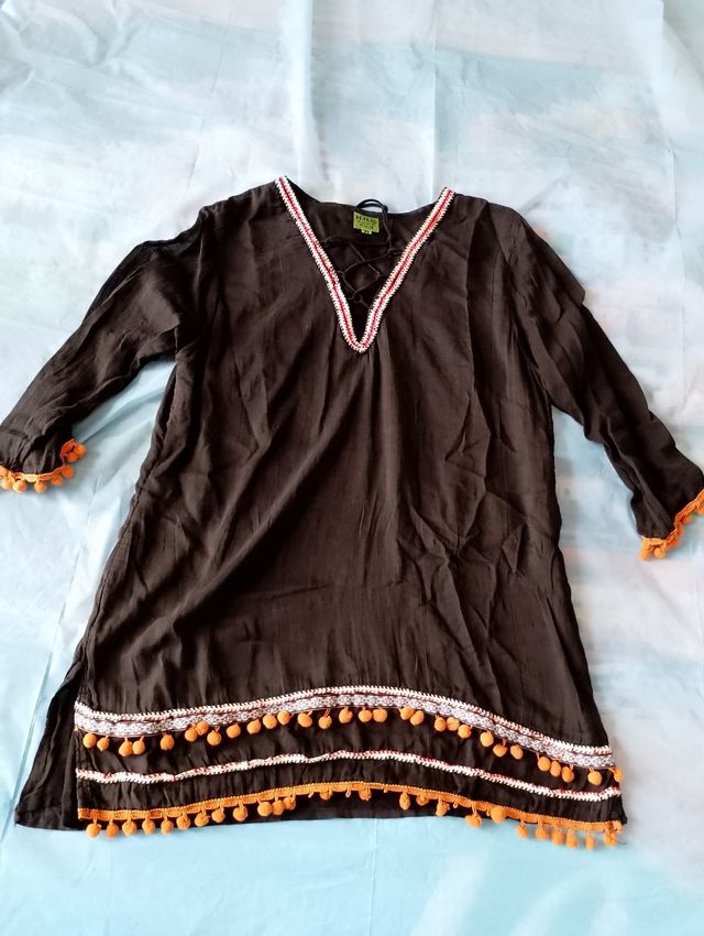 Caftano H.H.G. nero arancio tg M