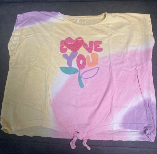 Conjunto niña: 2 camisetas tie-dye + shorts