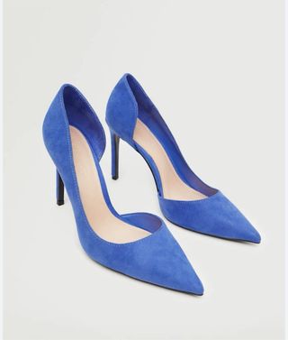 Zapato tacón Mango azul klein. 
