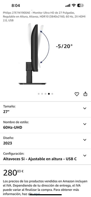 Monitor Philips 27E1N1900AE 27" 4K