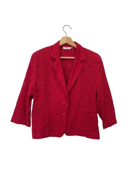 Blazer bordado color rojo talla 48, marca Festa