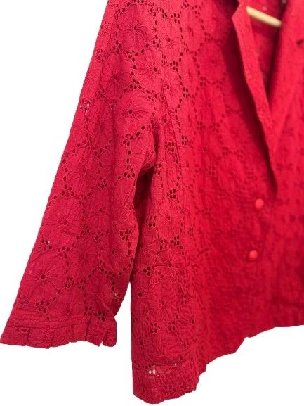 Blazer bordado color rojo talla 48, marca Festa