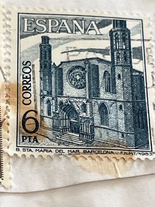 Sello España 6 PTA - Barcelona