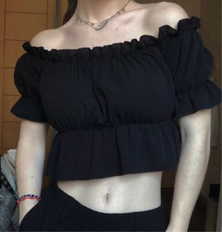 Blusa negra Shein - hombros descubiertos - talla S