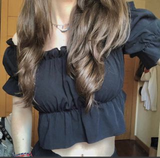 Blusa negra Shein - hombros descubiertos - talla S