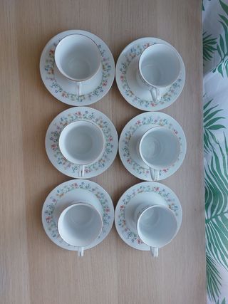 Juego 6 tazas café/té porcelana