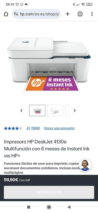 HP DeskJet 4130e Impresora - Blanca