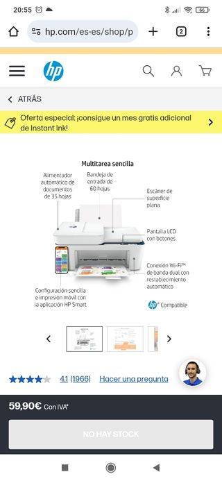 HP DeskJet 4130e Impresora - Blanca