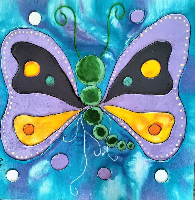 CUADRO PINTADO CON ACRÍLICOS "MARIPOSA"