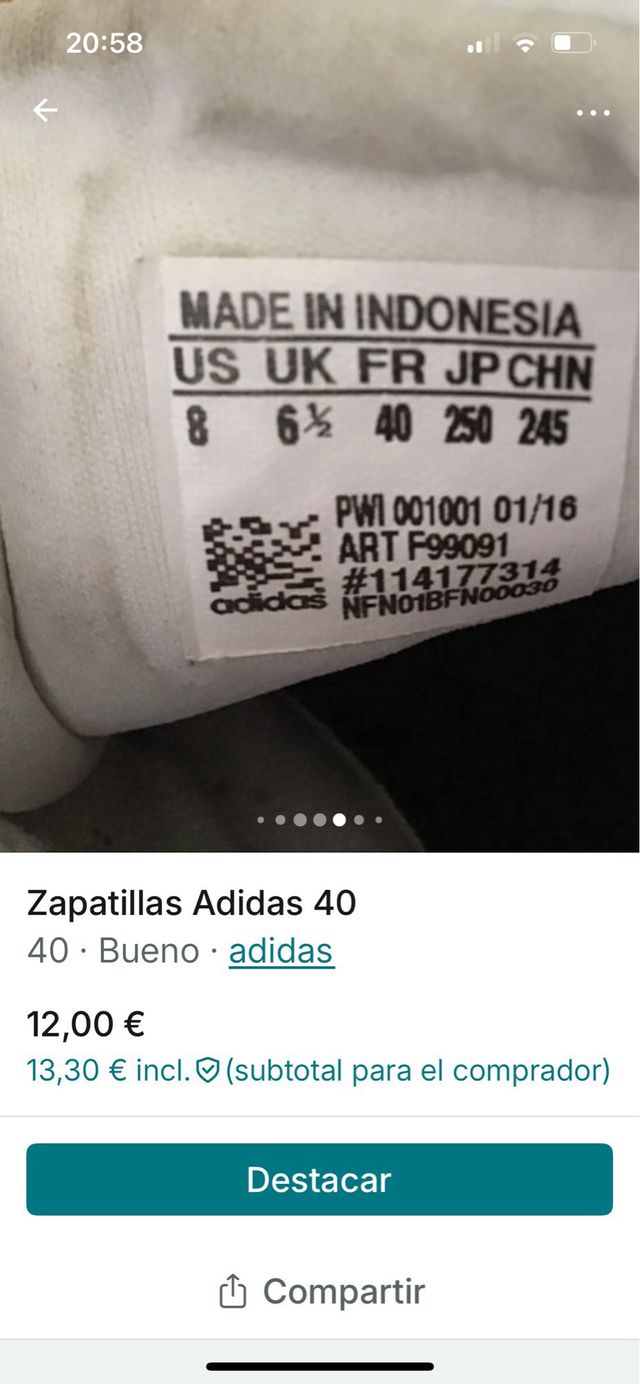 Zapatillas Unisex Adidas blancas