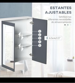 Armario baño espejo 2 puertas blanco-gris