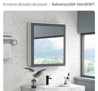 Armario baño espejo 2 puertas blanco-gris