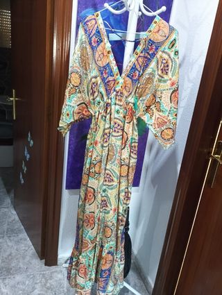 Vestido largo estampado multicolor