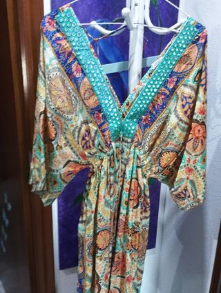 Vestido largo estampado multicolor