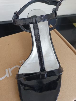 Sandalias negras tacón bajo -talla 37