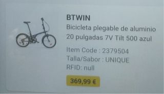 Bicicleta BTWIN plegable nueva aluminio 20”