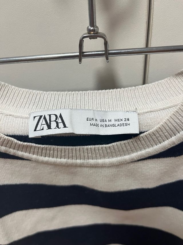 Top Zara rayas beige-azul marino