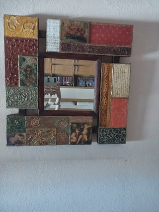 Espejo antiguo mosaico vintage ángeles
