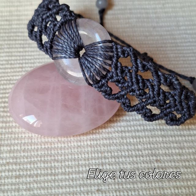 Pulsera macramé donut | Gris&Rosa