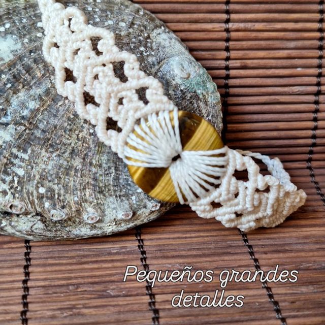 Pulsera macramé donut | Gris&Rosa