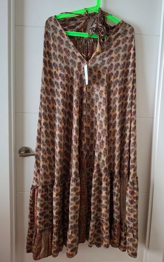 Vestido largo boho - beige, marrón