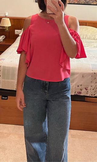 Blusa rosa volantes