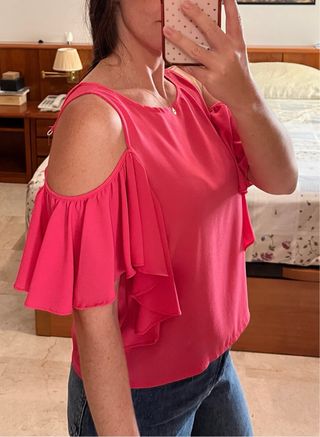 Blusa rosa volantes