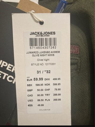 Pantalón slim/marco J&J  31/“32 sin estrenar