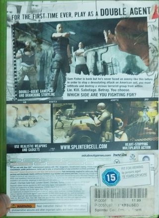 Splinter Cell Double Agent Xbox 360