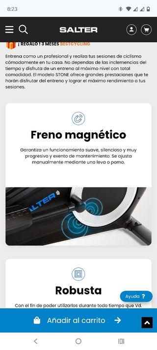 Bicicleta spinning Salter Stone PT1590